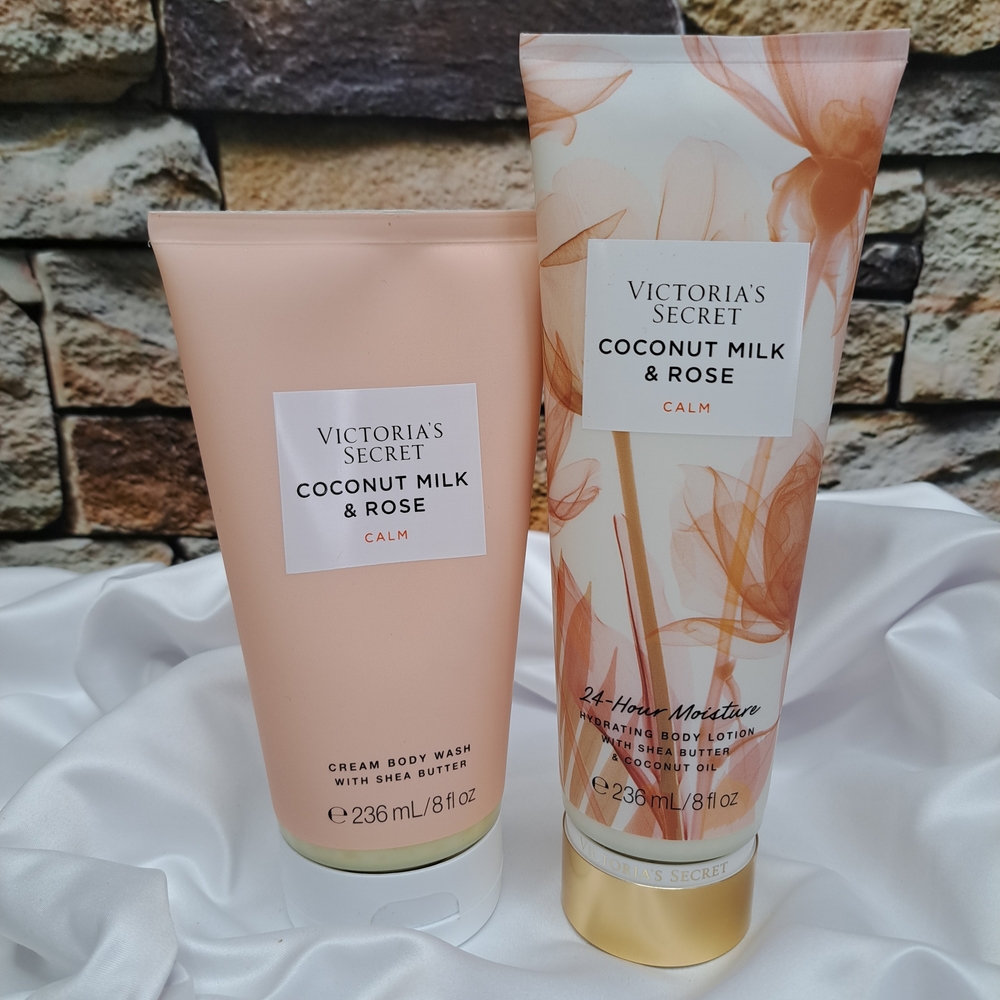 VICTORIA'S SECRET 'COCONUT MILK & ROSE' "CALM" 2-PIECE BODY CARE SET NEW/SEALED